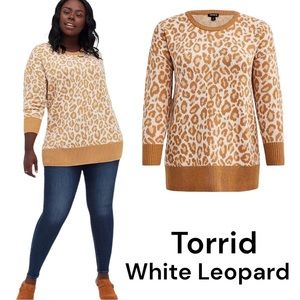 Torrid White Leopard Tunic Sweater NEW WITH TAGS